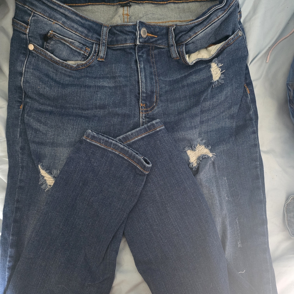 Judy Blue Dark Blue Distressed Skinny Jeans
